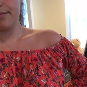 Floral Off the Shoulder Cropped Long Sleeve